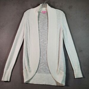 Lilly Pulitzer Amalie Cardigan Sweater Womens S White Open Front Coastal‎ Casual